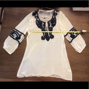 NWT Embroidered Sheer Tunic